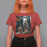 Thanksgiving Funny Bigfoot Turkey Selfie T Shirt For Women - Wonder Print Shop