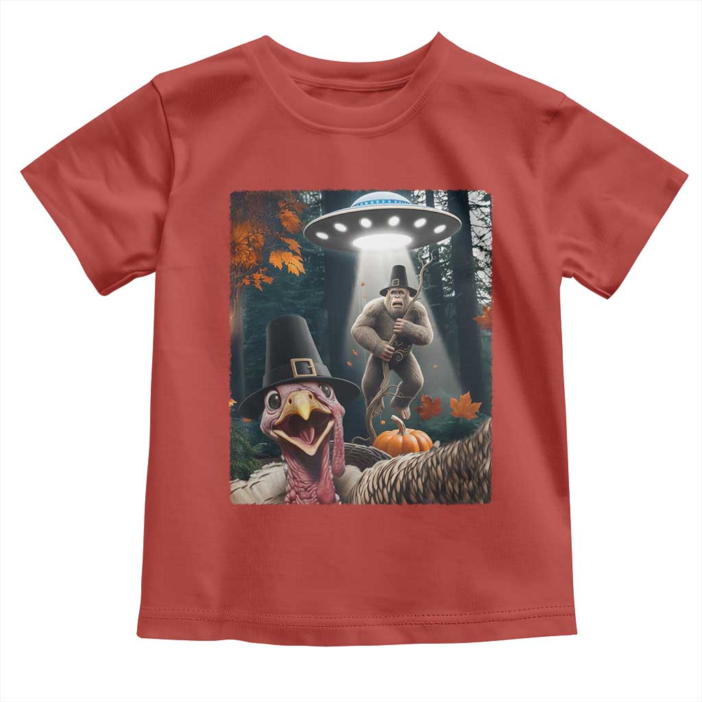 Thanksgiving Funny Bigfoot Turkey Selfie Toddler T Shirt - Wonder Print Shop
