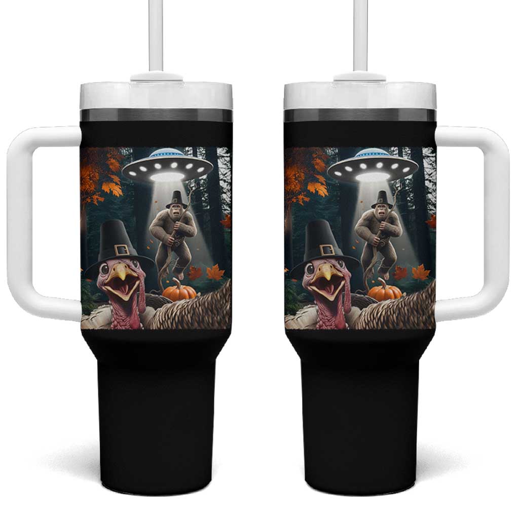 Thanksgiving Funny Bigfoot Turkey Selfie Tumbler With Handle - Wonder Print Shop
