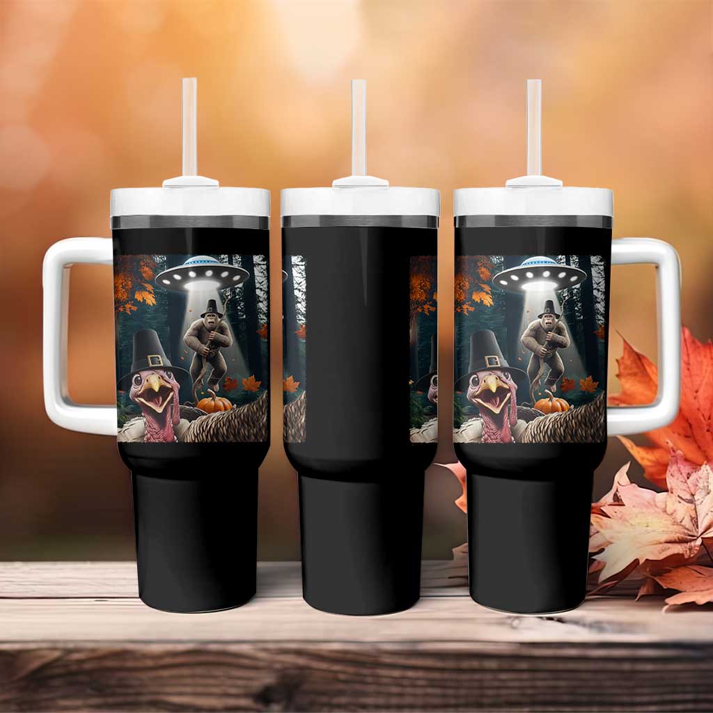 Thanksgiving Funny Bigfoot Turkey Selfie Tumbler With Handle - Wonder Print Shop