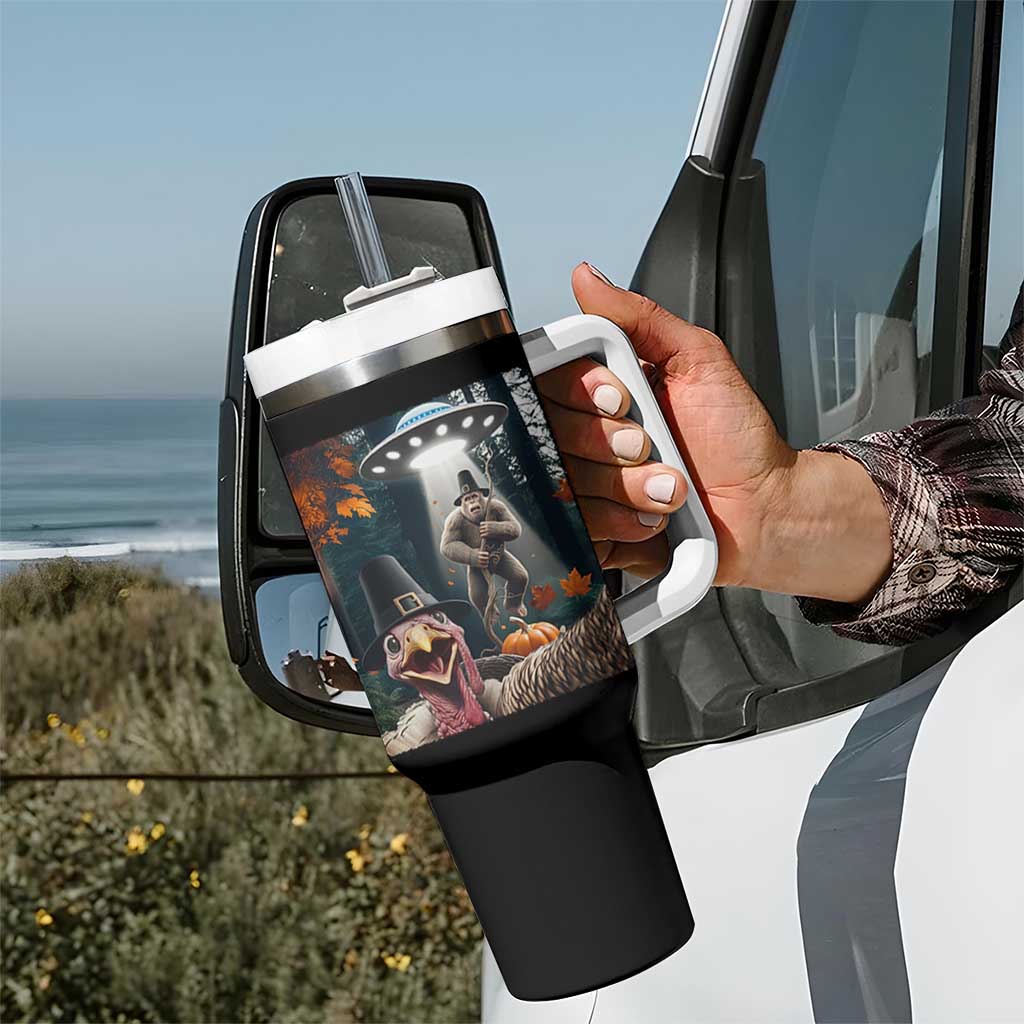 Thanksgiving Funny Bigfoot Turkey Selfie Tumbler With Handle - Wonder Print Shop