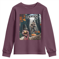 Thanksgiving Funny Bigfoot Turkey Selfie Youth Sweatshirt - Wonder Print Shop