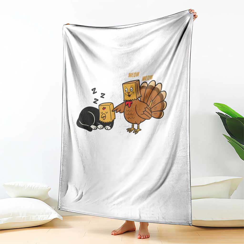 Funny Thanksgiving Throw Blanket Turkey Fake Cat Meow - Wonder Print Shop