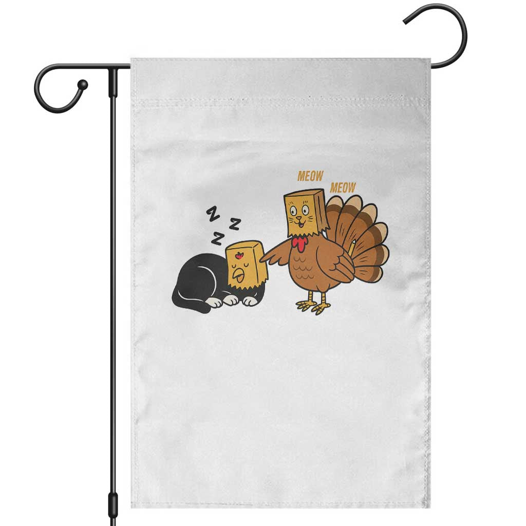 Funny Thanksgiving Garden Flag Turkey Fake Cat Meow - Wonder Print Shop