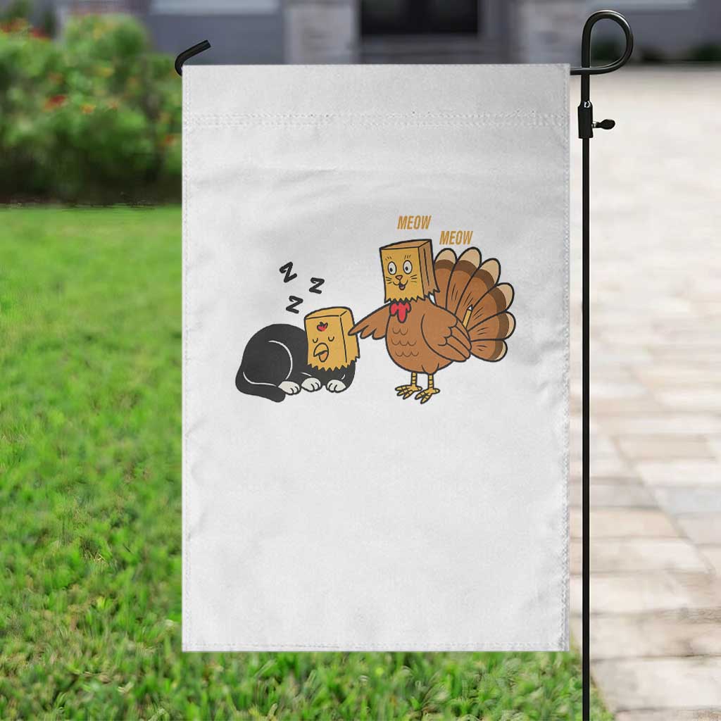 Funny Thanksgiving Garden Flag Turkey Fake Cat Meow - Wonder Print Shop