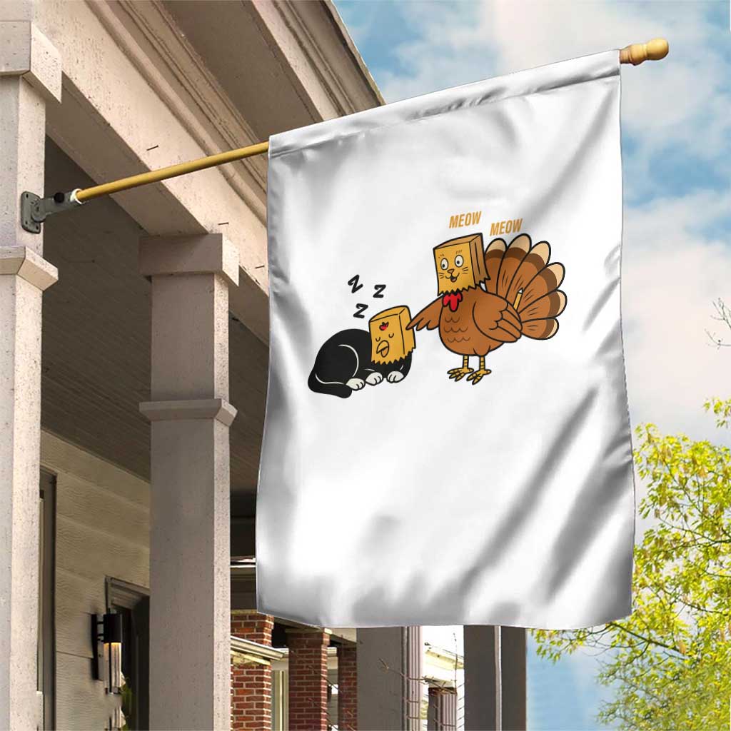 Funny Thanksgiving Garden Flag Turkey Fake Cat Meow - Wonder Print Shop