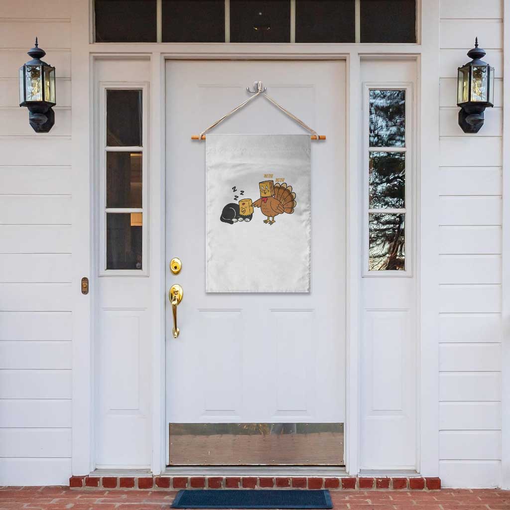 Funny Thanksgiving Garden Flag Turkey Fake Cat Meow - Wonder Print Shop