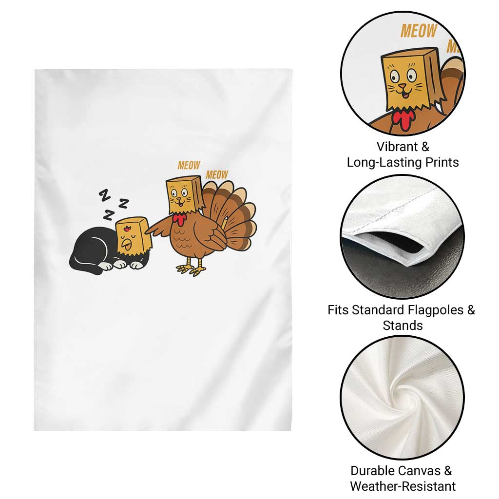 Funny Thanksgiving Garden Flag Turkey Fake Cat Meow - Wonder Print Shop