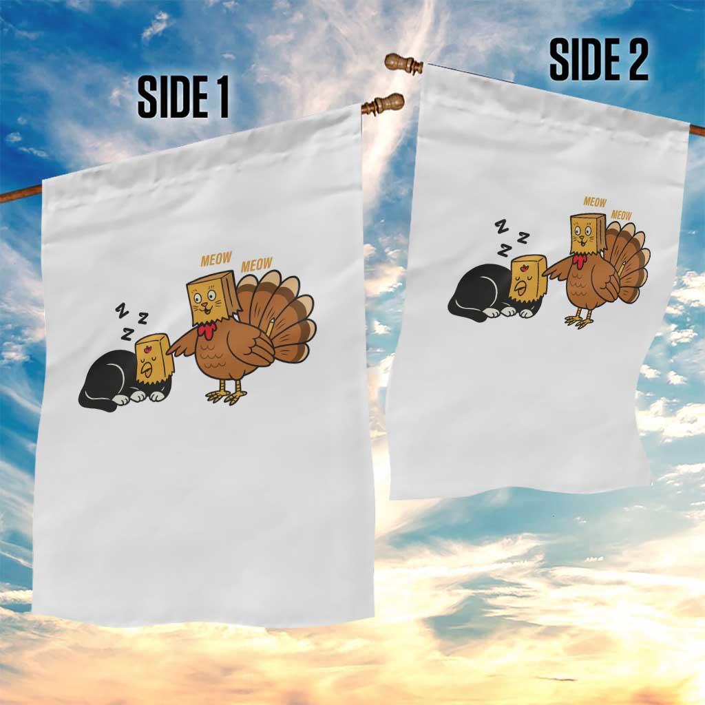 Funny Thanksgiving Garden Flag Turkey Fake Cat Meow - Wonder Print Shop
