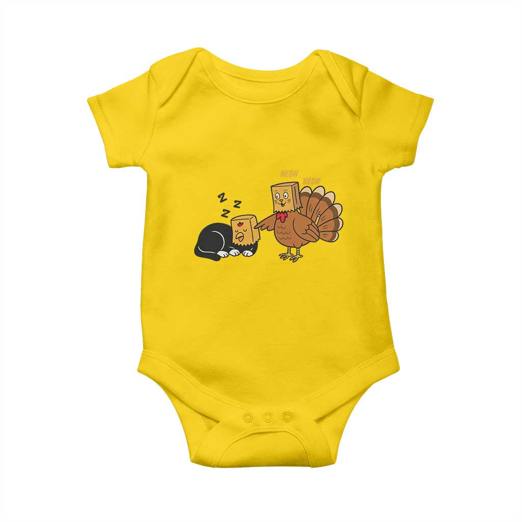 Funny Thanksgiving Baby Onesie Turkey Fake Cat Meow - Wonder Print Shop