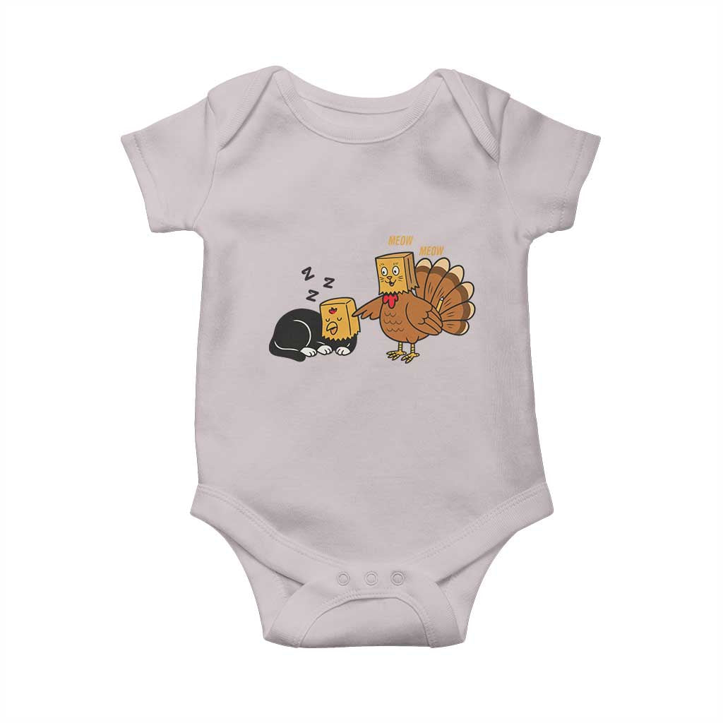 Funny Thanksgiving Baby Onesie Turkey Fake Cat Meow - Wonder Print Shop