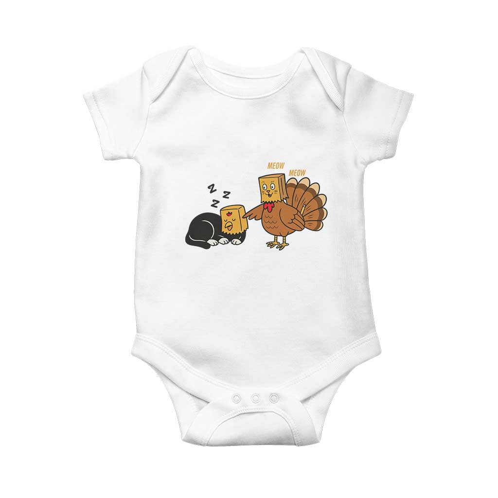 Funny Thanksgiving Baby Onesie Turkey Fake Cat Meow - Wonder Print Shop