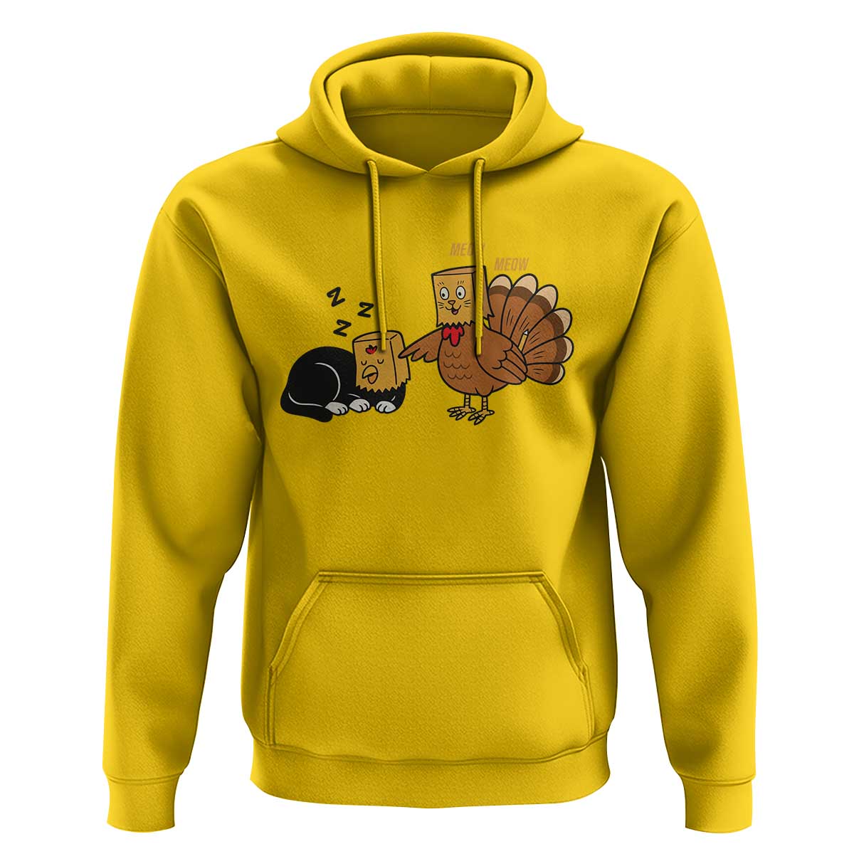 Funny Thanksgiving Hoodie Turkey Fake Cat Meow - Wonder Print Shop