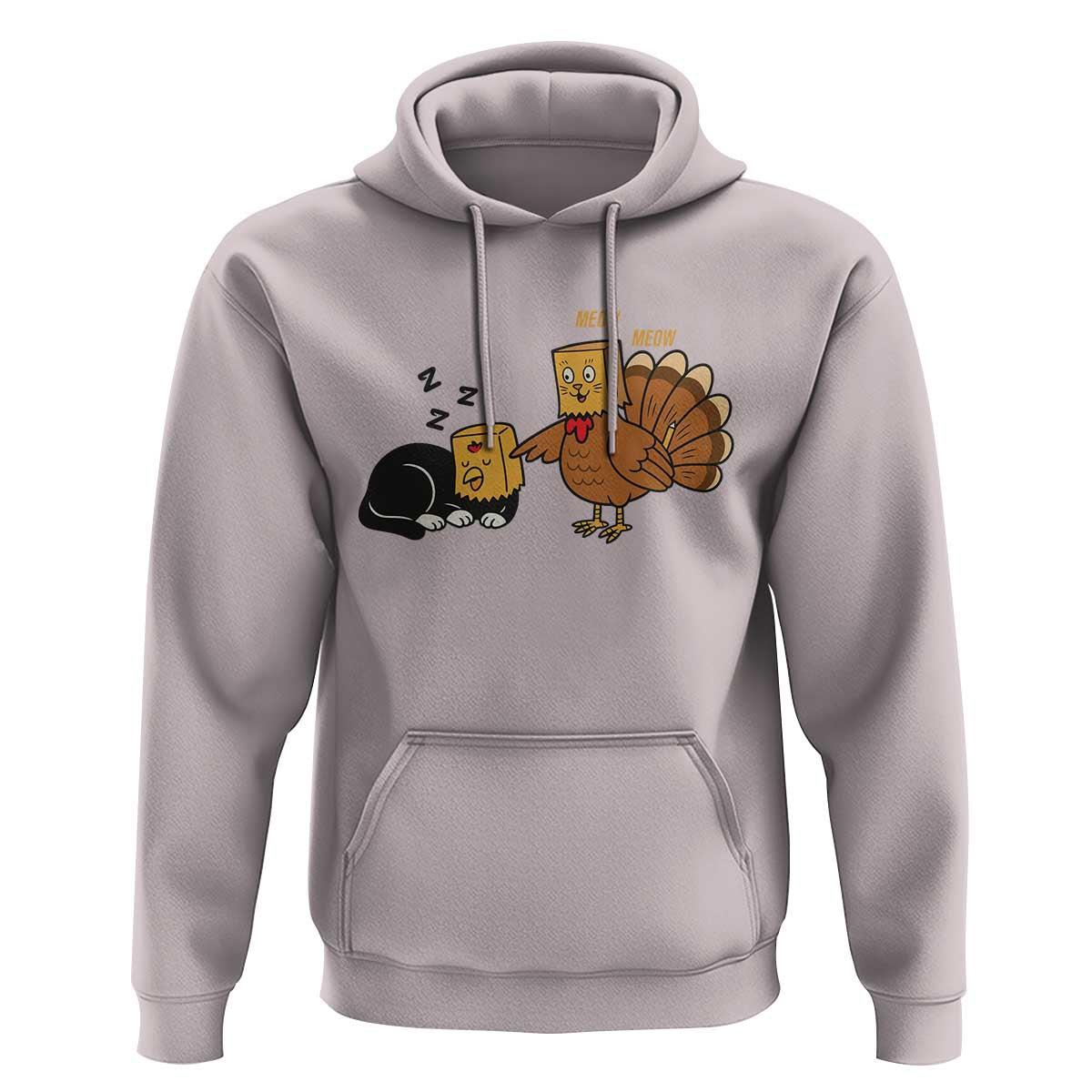 Funny Thanksgiving Hoodie Turkey Fake Cat Meow - Wonder Print Shop