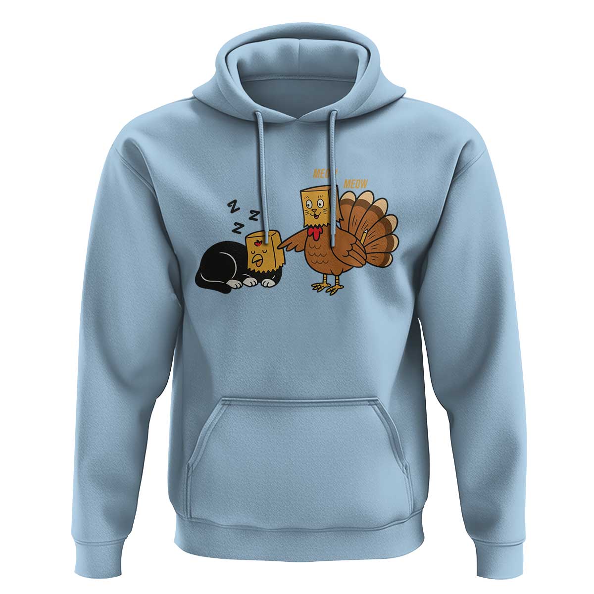 Funny Thanksgiving Hoodie Turkey Fake Cat Meow - Wonder Print Shop