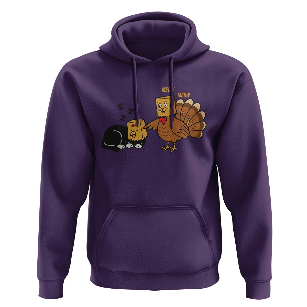 Funny Thanksgiving Hoodie Turkey Fake Cat Meow - Wonder Print Shop