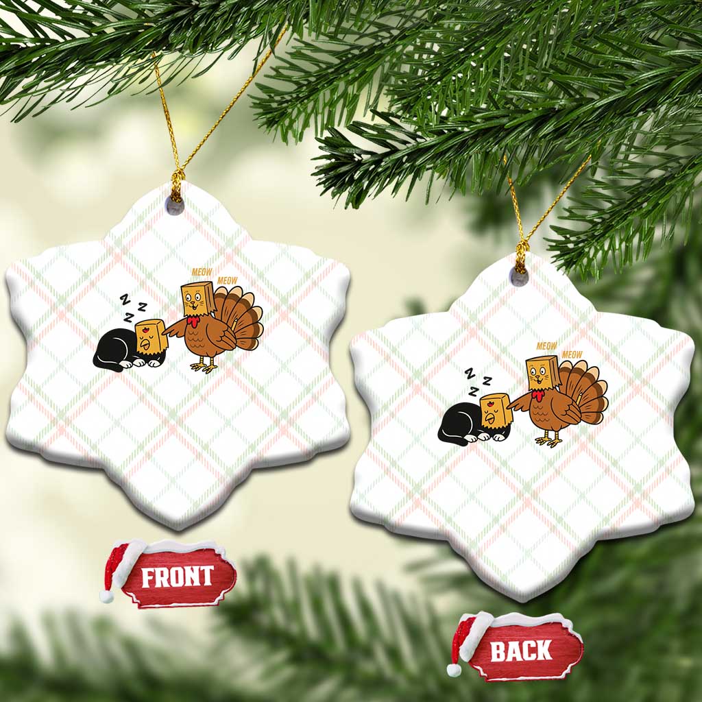 Funny Thanksgiving Ceramic Ornament Turkey Fake Cat Meow - Wonder Print Shop