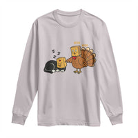 Funny Thanksgiving Long Sleeve Shirt Turkey Fake Cat Meow - Wonder Print Shop