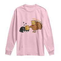 Funny Thanksgiving Long Sleeve Shirt Turkey Fake Cat Meow - Wonder Print Shop