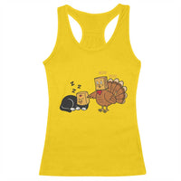 Funny Thanksgiving Racerback Tank Top Turkey Fake Cat Meow - Wonder Print Shop