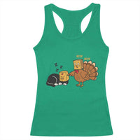 Funny Thanksgiving Racerback Tank Top Turkey Fake Cat Meow - Wonder Print Shop