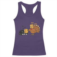 Funny Thanksgiving Racerback Tank Top Turkey Fake Cat Meow - Wonder Print Shop