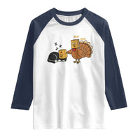 Funny Thanksgiving Raglan Shirt Turkey Fake Cat Meow - Wonder Print Shop