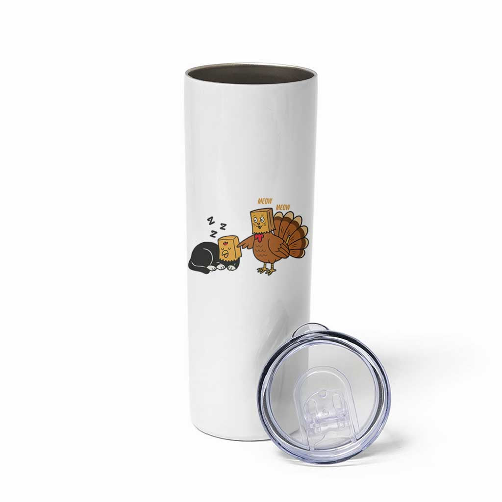Funny Thanksgiving Skinny Tumbler Turkey Fake Cat Meow - Wonder Print Shop