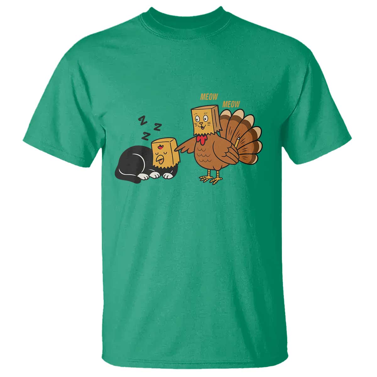 Funny Thanksgiving T Shirt Turkey Fake Cat Meow - Wonder Print Shop