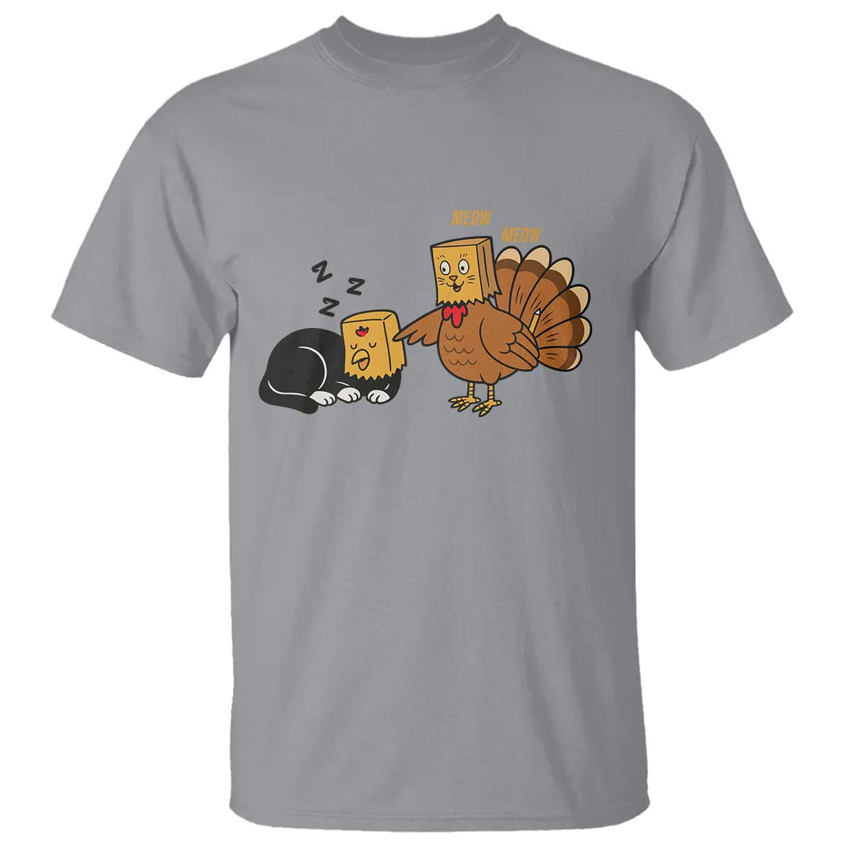Funny Thanksgiving T Shirt Turkey Fake Cat Meow - Wonder Print Shop