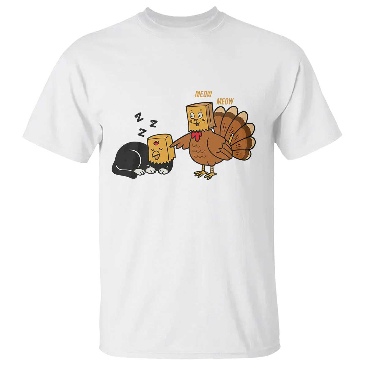 Funny Thanksgiving T Shirt Turkey Fake Cat Meow - Wonder Print Shop