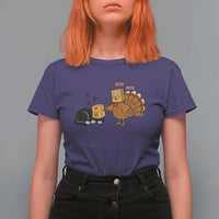 Funny Thanksgiving T Shirt For Women Turkey Fake Cat Meow - Wonder Print Shop