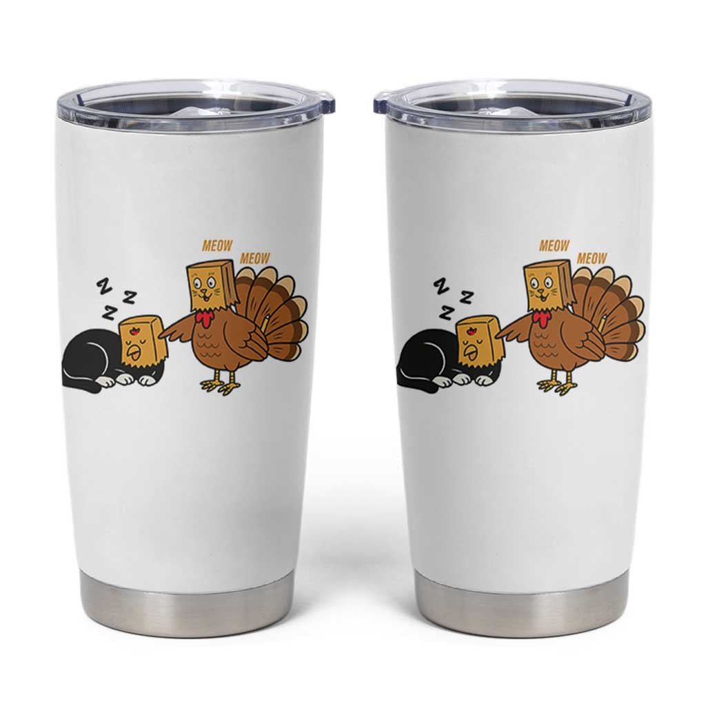Funny Thanksgiving Tumbler Cup Turkey Fake Cat Meow - Wonder Print Shop