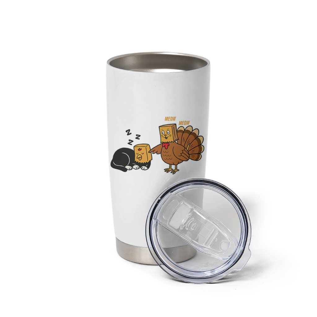 Funny Thanksgiving Tumbler Cup Turkey Fake Cat Meow - Wonder Print Shop