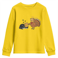 Funny Thanksgiving Youth Sweatshirt Turkey Fake Cat Meow - Wonder Print Shop
