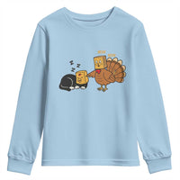 Funny Thanksgiving Youth Sweatshirt Turkey Fake Cat Meow - Wonder Print Shop
