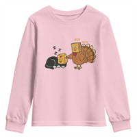 Funny Thanksgiving Youth Sweatshirt Turkey Fake Cat Meow - Wonder Print Shop