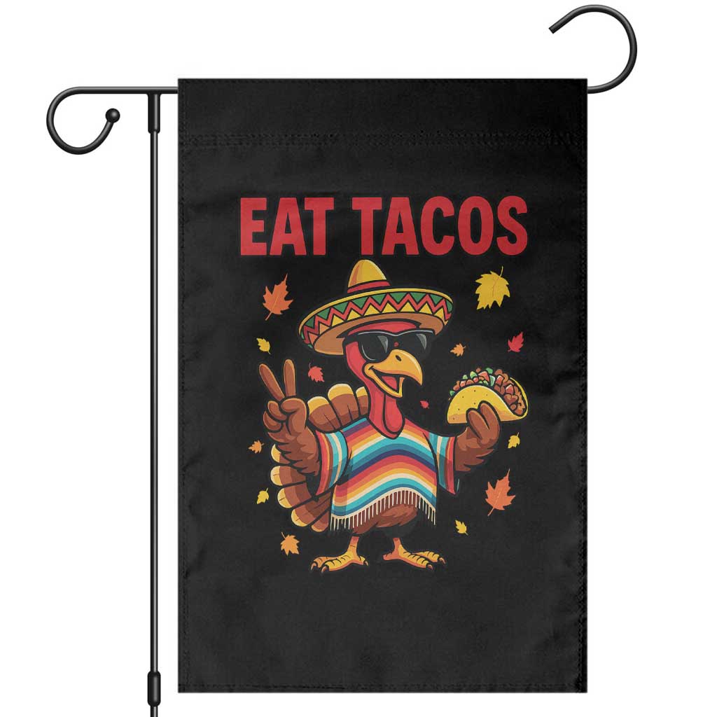 Funny Turkey Thanksgiving Garden Flag Eat Tacos - Wonder Print Shop