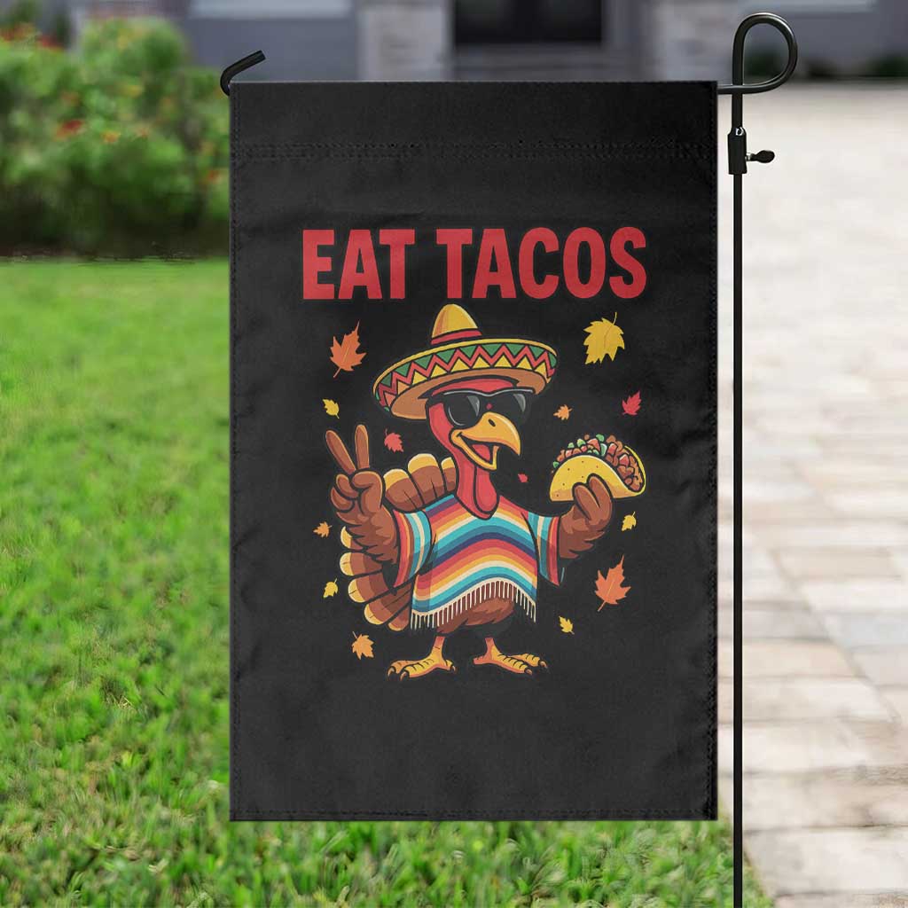 Funny Turkey Thanksgiving Garden Flag Eat Tacos - Wonder Print Shop