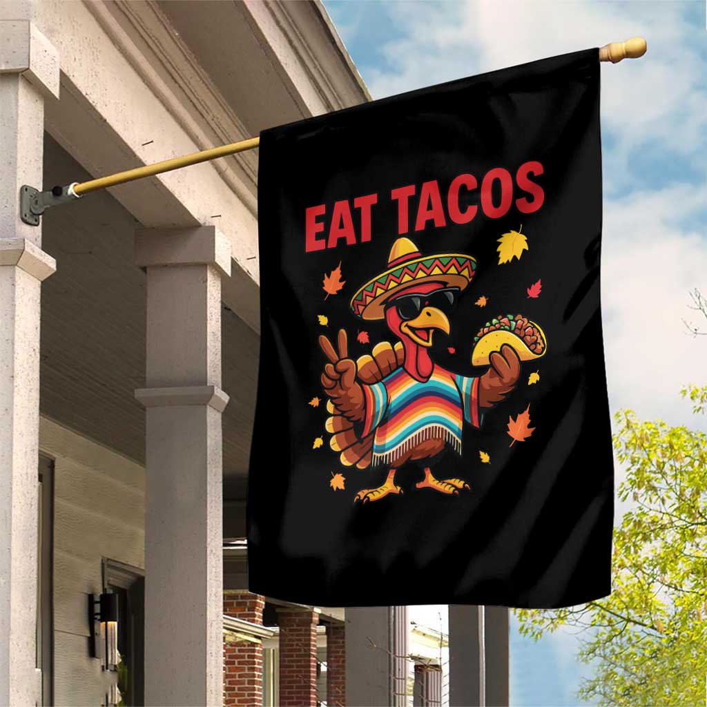 Funny Turkey Thanksgiving Garden Flag Eat Tacos - Wonder Print Shop