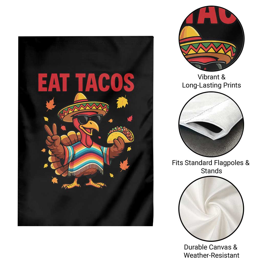 Funny Turkey Thanksgiving Garden Flag Eat Tacos - Wonder Print Shop
