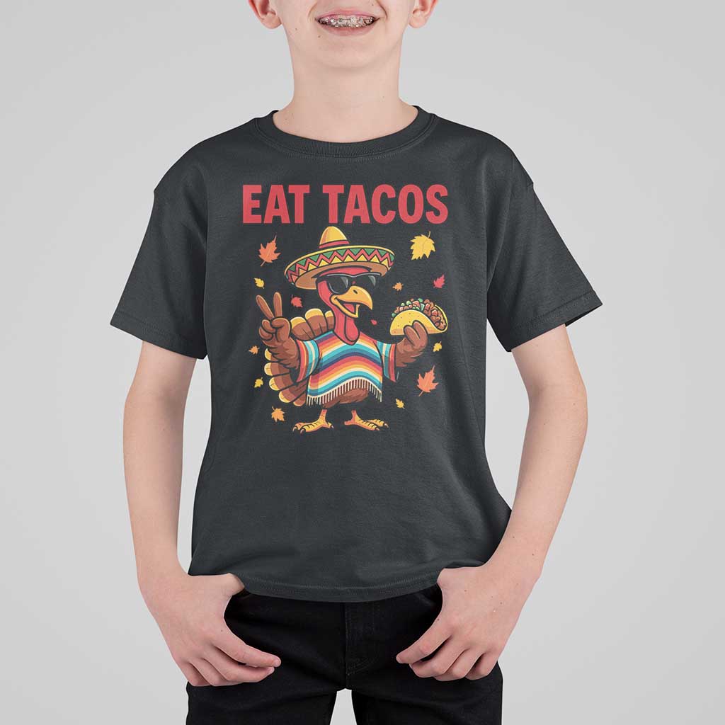 Funny Turkey Thanksgiving T Shirt For Kid Eat Tacos - Wonder Print Shop