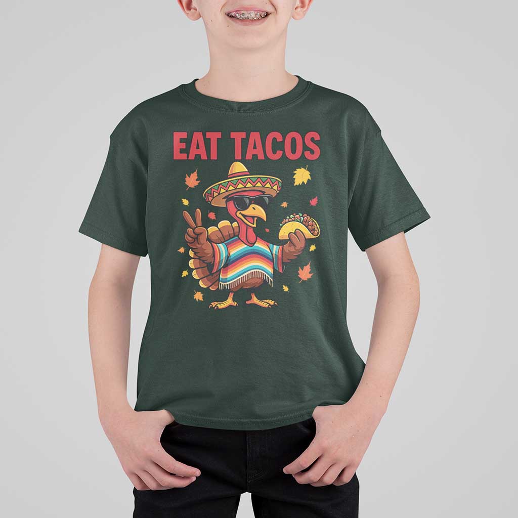 Funny Turkey Thanksgiving T Shirt For Kid Eat Tacos - Wonder Print Shop