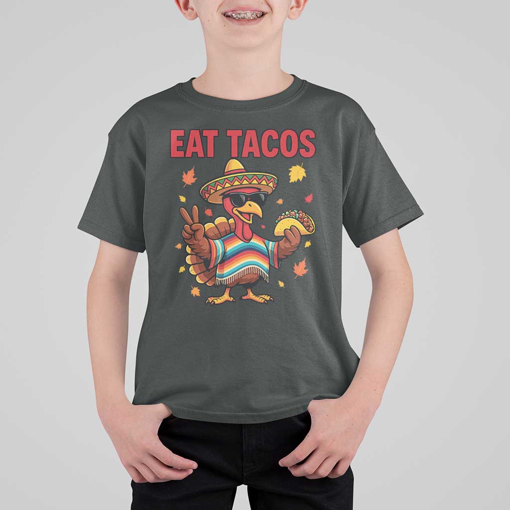 Funny Turkey Thanksgiving T Shirt For Kid Eat Tacos - Wonder Print Shop