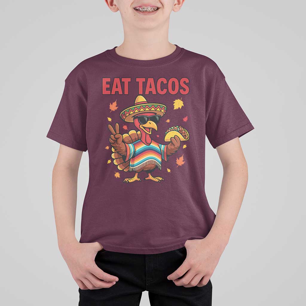Funny Turkey Thanksgiving T Shirt For Kid Eat Tacos - Wonder Print Shop