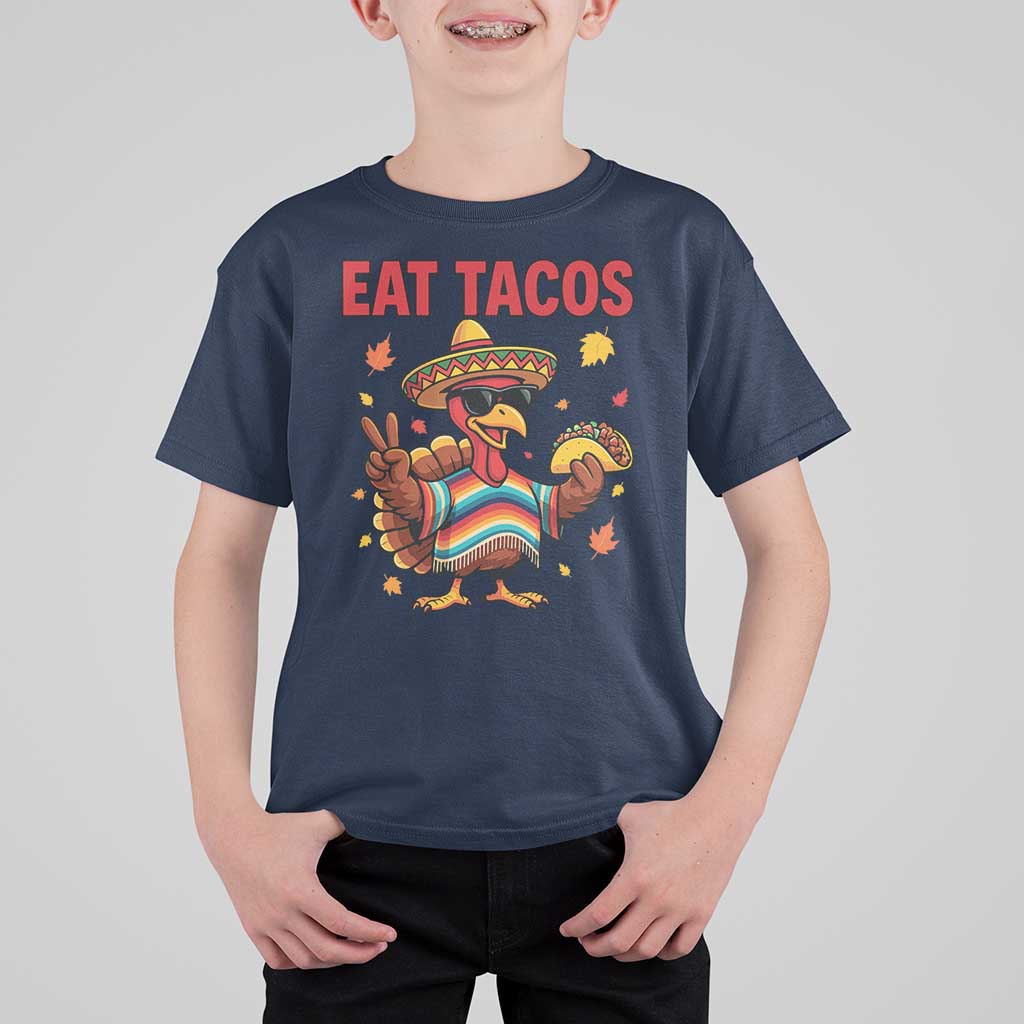 Funny Turkey Thanksgiving T Shirt For Kid Eat Tacos - Wonder Print Shop