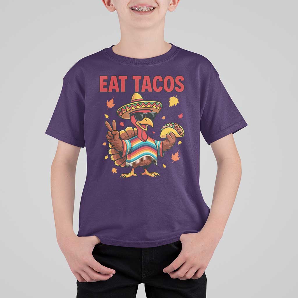 Funny Turkey Thanksgiving T Shirt For Kid Eat Tacos - Wonder Print Shop