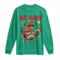 Funny Turkey Thanksgiving Long Sleeve Shirt Eat Tacos - Wonder Print Shop