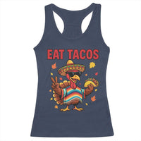 Funny Turkey Thanksgiving Racerback Tank Top Eat Tacos - Wonder Print Shop