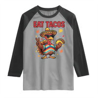 Funny Turkey Thanksgiving Raglan Shirt Eat Tacos - Wonder Print Shop
